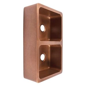 Fregadero de Baño de Cobre Puro con Acabado Martillado Antiguo, Fregadero de Cocina de Cobre Rústico de Tamaño Personalizado, Doble Tazón Hecho a Mano - Product Image 1