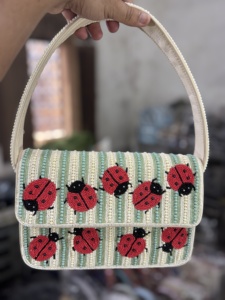 Indian Modern Bohemian Ballerina Design Beaded Women's Handbag With Ballet Dancer Design Pink <b>White</b> Shoulder Bag Evening Bags - Product Image 2