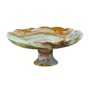 ชามผลไม้หินออนิกซ์แกะสลักด้วยมือ จาน ถาด สีธรรมชาติ ของตกแต่งบ้าน ชามผลไม้ออนิกซ์สีเขียวหลายเฉด - Product Image 1