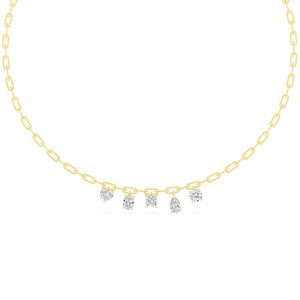 Cadena de Eslabones Tipo Clip con Dijes de Diamantes Cultivados en Laboratorio de Varias Formas, Joyería Fina, 16 Pulgadas - Product Image 2