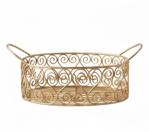 Elegant Oval Metal <b>Wire</b> <b>Storage</b> <b>Basket</b> With Handles Multi-Purpose Neatening Container Rustic Style Home Accent - Product Image 2