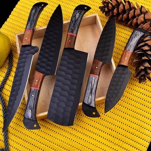 Juego de Cuchillos de Chef Hechos a Mano con Hoja Negra Martillada y Funda de Cuero, Cuchillos de Supervivencia y Caza A&M Enterprises - Product Image 4