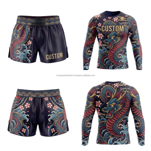 Ensemble Combo Rashguard de Boxe Personnalisable pour Hommes en Spandex/Polyester Respirant – Vente en Gros - Product Image 2