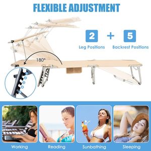 Set di 2 sedie a sdraio reclinabili portatili con 5 posizioni regolabili - Product Image 6