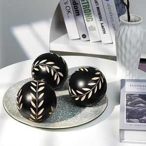 Decorative Modern Wood Orbs for Bowls and <b>Vases</b> <b>Set</b> of 3 4 Inch Round Balls Still Life Pattern Living Room Dining Room - Product Image 2