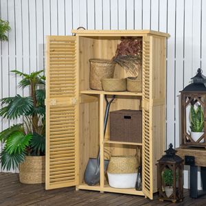 Caseta de Jardín de Madera de 3x5 pies Fácil de Montar, Almacenamiento Exterior con Puertas con Cerradura, Techo de Asfalto, Estructura de PVC, Estilo Natural - Product Image 2