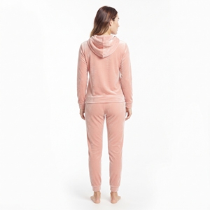 Conjunto Deportivo de Terciopelo para Mujer al por Mayor, con Logotipo Personalizado, Corte Regular, Sudadera con Capucha y Bolsillo Canguro, Pantalones Jogger, Dos Piezas, Ropa Casual - Product Image 2