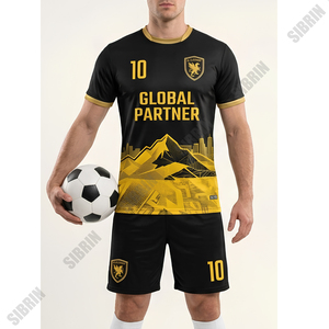 Ensemble d'uniformes de football personnalisés sublimés SIBRIN |   Maillots et shorts d'équipe Logo Nom Numéro |   Tissu respirant et à séchage rapide 100% polyester - Product Image 5