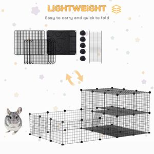 Recinto per Animali Domestici con Motivo a Tinta Unita e Porta, Gabbia per Piccoli Animali per Porcellini d'India e Cincillà, Uso Interno ed Esterno, 69L X 41.5L X 27.5H, Nero - Product Image 5