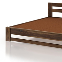 Base de Cama Plegable Hecha a Mano con Acabado en Teca, Tamaño King, Diseño Bohemio Moderno con Soporte de Láminas de Madera Ajustable