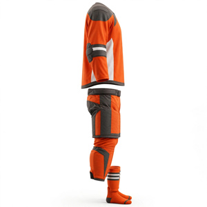 Men's <b>Orange</b> Hockey Uniform Set With Protective Padding And Matching <b>Socks</b> - Product Image 5