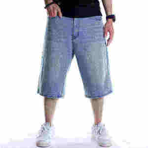 Fast Shipping Men Fashionable Lightweight Plus Size Casual Denim Shorts Mid Waist Summer Wear Denim Shorts - Product Image 5