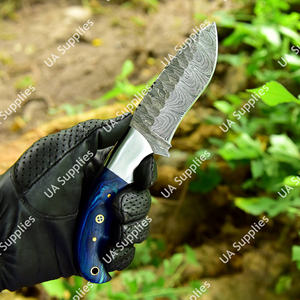 Couteau de chasse et de camping professionnel en acier Damas à lame fixe, personnalisable, haute qualité, avec étui en cuir EDC – Vente chaude - Product Image 5