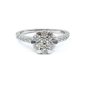 แหวนเพชรเม็ดเล็กกลมสีขาวทองแท้18K สำหรับสุภาพสตรีเครื่องประดับจากผู้ผลิตจีน - Product Image 1