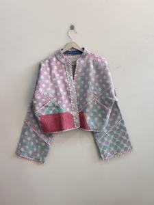Reversible Kantha Vintage <b>Jacket</b> Handmade Boho <b>Jacket</b> Indian Trendy <b>Patchwork</b> <b>Jacket</b> - Product Image 4