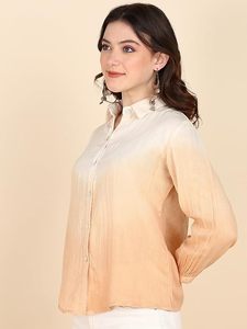 Camisa Maaesa de algodón para mujer, hecha a mano, con cuello extendido, manga larga, estilo casual, corte regular - Product Image 4