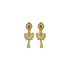 เครื่องประดับแฟชั่นขายส่ง ชุบทอง 14K 18K 24K ไมครอน ประดับด้วยพลอย AD และทับทิม สร้อยคอสั้น ดีไซน์แบบดั้งเดิม ชุดเครื่องประดับ - Product Image 6