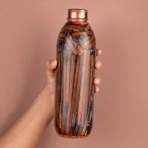 Botella de Agua de Acero Inoxidable con Diseño de Madera, Tapa de Rosca, Aislada, para Uso en Exteriores, Senderismo y Camping - Product Image 1