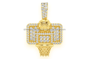 SHRAMAN DIAMOND Iced Out Baseball Hoop 14K <b>Solid</b> <b>Gold</b> Rose <b>Gold</b> Plated Natural Stone Customizable Unisex Gift sports jewelry - Product Image 5