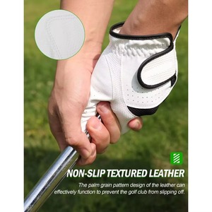 Gants de golf en cuir microfibre blanc, antidérapants, respirants, avec sangle de poignet réglable, équipement de sport unisexe - Product Image 3