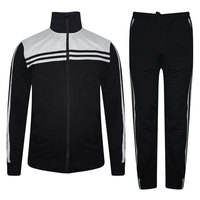 Setelan Olahraga Pria Hitam Abu-abu Resleting Penuh Kerah Tegak Bahan Polyester Bernapas Sporty Regular Fit Saku Samping Pakaian Musim Gugur