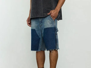 กางเกงยีนส์ขาสั้นทรงตรงสไตล์สตรีทแวร์สำหรับฤดูร้อน แบบสั่งทำพิเศษ ทรงหลวม ขาดๆ แบบวินเทจ สีเข้ม ผ้าฝ้ายเดนิม สำหรับผู้ชาย แฟชั่นกางเกงยีนส์ขาสั้นผู้ชาย - Product Image 2