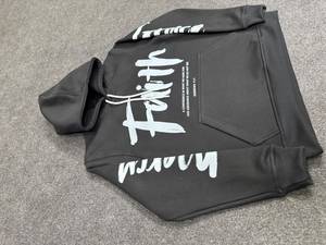 เสื้อฮู้ดฟลีซหนานุ่มสีดำทรงโอเวอร์ไซส์ พิมพ์ลายตัวอักษร Faith ที่แขนเสื้อ สไตล์สตรีทแวร์ - Product Image 3