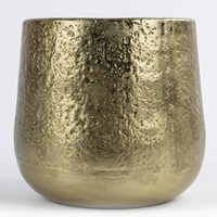 Jardinière moderne en aluminium martelé, récipient texturé doré pour plantes d'intérieur, décoration maison et jardin, usage polyvalent