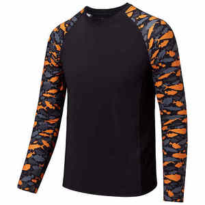 Camisa de Pesca de Manga Larga para Hombre, Negra con Estampado de Peces Naranja, Protección Solar UPF 50 Anti-UV, Sudadera - Product Image 3