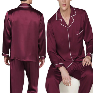 Superbe ensemble de pyjama en satin de luxe personnalisé 2026 pour homme, 100 % soie, vêtements de détente, vêtements de nuit - 2 pièces en soie - Product Image 1