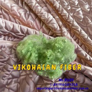 เส้นใยโพลีเอสเตอร์แบบสแตป 15D HS สีเขียว 100% ได้รับการรับรองมาตรฐาน GRS รีไซเคิลได้  ซิลิโคนเคลือบ  กลวง  ทนไฟ  ป้องกันไฟฟ้าสถิตย์  สำหรับการปั่นด้าย - Product Image 5