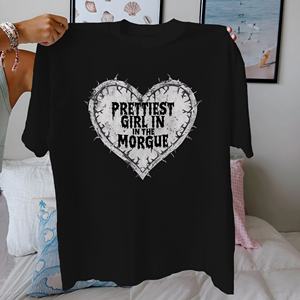 Camiseta cómoda de algodón puro para mujer Prettiest Girl in the Morgue - Product Image 1