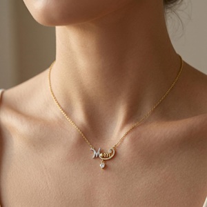 Collar con Colgante de Diamante en Forma de Corazón para Mamá, Collar con Colgante de Letra Cursiva 'Mamá', Diamante Tallado en Corazón para Mujer - Product Image 5