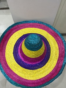 Premium Handmade Mexican Palm Leaf <b>Straw</b> <b>Hat</b>-Striped Unisex Design for Sports Cycling Casual Party Events Ribbon Decoration Gift - Product Image 1