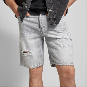 Shorts en jean baggy pour homme personnalisés, 100% coton, uni, décontracté, vintage, été, noir, séchage rapide, respirant, léger - Product Image 3