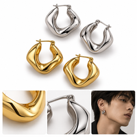 Boucles d'oreilles créoles torsadées Yogoo en acier inoxydable plaqué or 18 carats, résistantes au ternissement, bijoux détachables