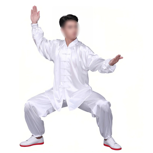 Tenues d'entraînement et de performance en satin blanc pur pour hommes, uniformes de Tai Chi personnalisés avec logo, vente en gros 2026 - Product Image 1
