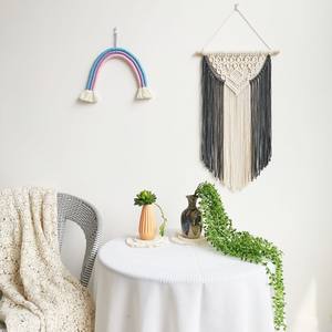 Arte nórdico moderno de algodón colgante de pared diseño de macramé bohemio en blanco y naranja movible para decoración del hogar - Product Image 3