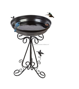 Bain d'oiseaux en métal de qualité supérieure, décoratif pour jardin extérieur, sur piédestal, durable, finition résistante à la rouille, pour l'aménagement paysager de jardin. - Product Image 2