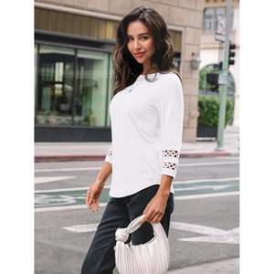 2025 2025 femmes tenue décontractée 3/4-longueur manches col rond dentelle tunique printemps à la mode tenue d'affaires - Product Image 5