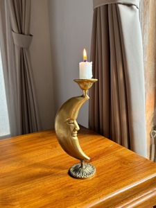 Portavelas artístico de metal con diseño de luna, ideal para decoración del hogar, dormitorio y como regalo, procedente de la India. - Product Image 6