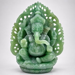 Statue de Ganesha en jade australien sculptée à la main, jade vert naturel, idole du dieu hindou, grande décoration spirituelle pour la maison - Product Image 6