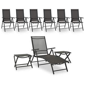Ensemble de salon de jardin en aluminium noir et anthracite avec Textilène moyen, collection de mobilier d'extérieur élégante - Product Image 1
