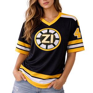 เสื้อฟุตบอลอเมริกันแบบตาข่ายน้ำหนักเบาสำหรับทุกเพศ สไตล์สตรีทแวร์ สีดำ เสื้อฟุตบอล OEM สกรีนโลโก้ตามสั่ง สั่งซื้อจำนวนมาก - Product Image 1