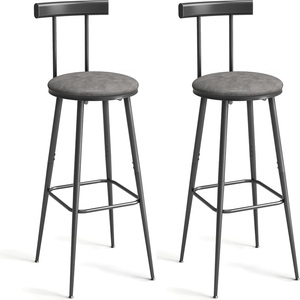 Bar <b>Stools</b>, Set of 2 High Kitchen Barstools, Bar Chairs With Backrest and Footrest, Counter <b>Stools</b> with PU Soft seat Bar Chair - Product Image 1