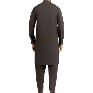 Shalwar Kameez Homme Traditionnel Musulman Marron Foncé Uni, Durable, Résistant à la Déchirure, Coutures Renforcées, Coupe Classique - Product Image 2