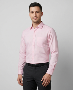 Camisa de Vestir de Popelina 100% Algodón para Hombre MAKY, Manga Larga, Color Sólido, Cuello Clásico, Antiarrugas, Ropa Formal de Negocios - Product Image 1
