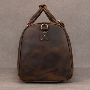 Genuine <b>Leather</b> <b>Duffle</b> <b>Bag</b> Zipper Closure Soft Handle Adjustable Strap Unisex Casual Fashion Durable Solid Color Travel 30-40L - Product Image 5