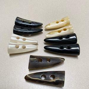 Boutons à bascule en corne de buffle écologiques de forme naturelle, 2 trous, dos plat, polis, accessoires de couture pour vestes, manteaux, bricolage - Product Image 6