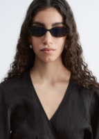 Robe courte en lin noir pour femme, col mandarin, manches longues, nouée sur le côté, décontractée, toutes saisons, éco-responsable, silhouette évasée
